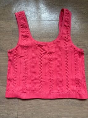 Buckle Cable Knit Tank Top - Bright Pink